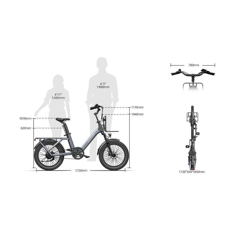 ADO EBike Air one Ultra elektrokolo, motor Bafang, 3 rychlosti