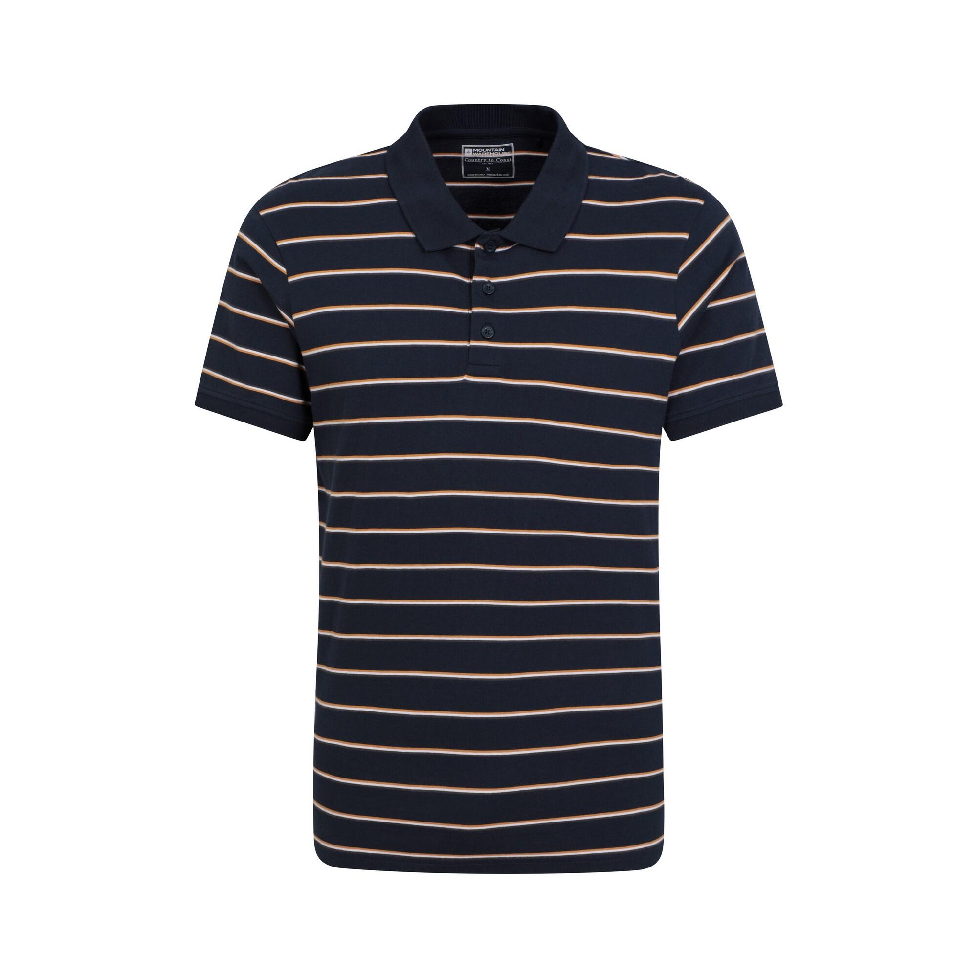 MOUNTAIN WAREHOUSE Mens Wren Stripe Cotton Polo Shirt (Navy)