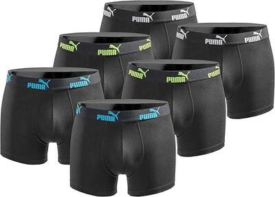 Puma Herren Boxershorts 6er-Pack – Basic Grün/Grau/Schwarz, M