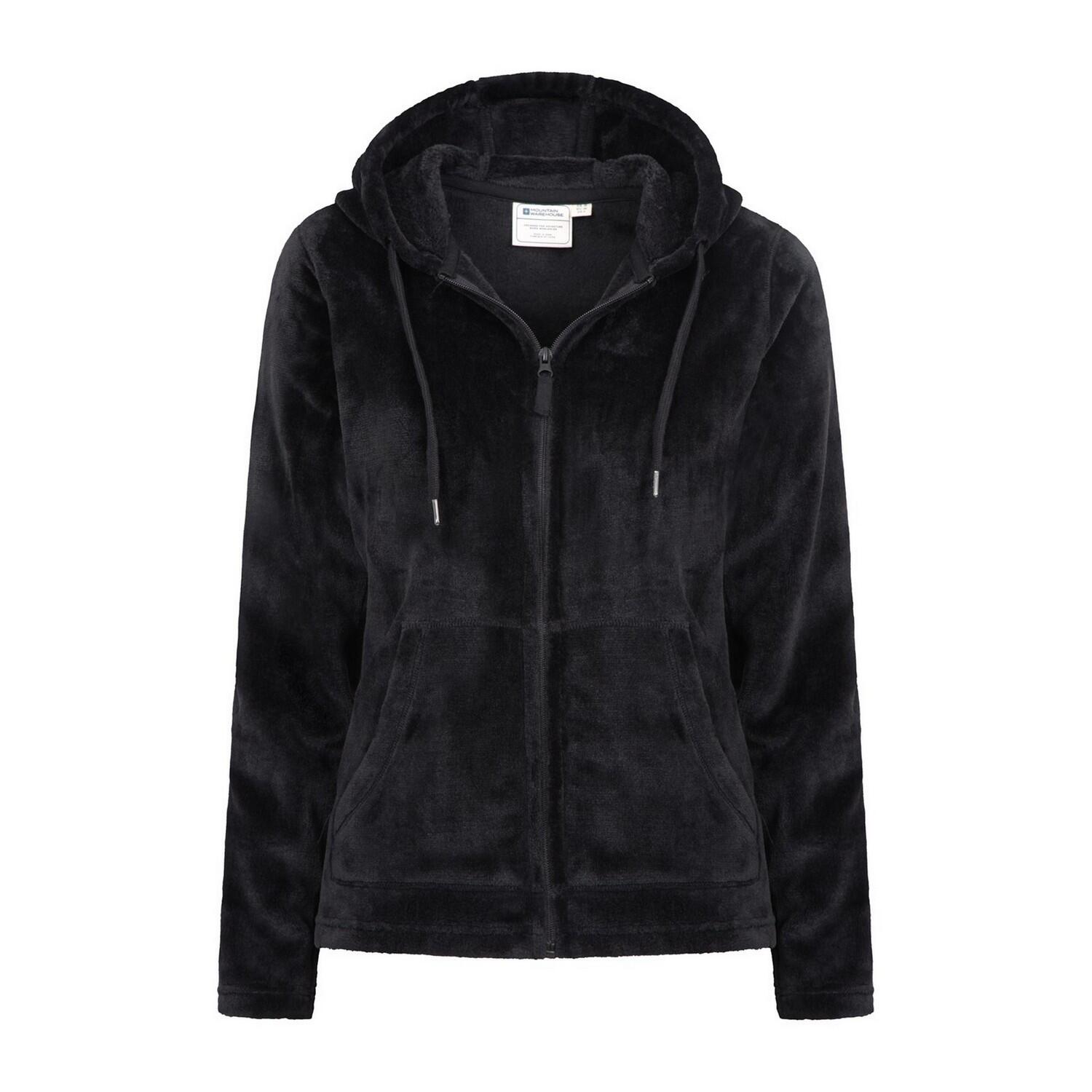 Womens/Ladies Snaggle Fleece Hoodie (Black) 3/4