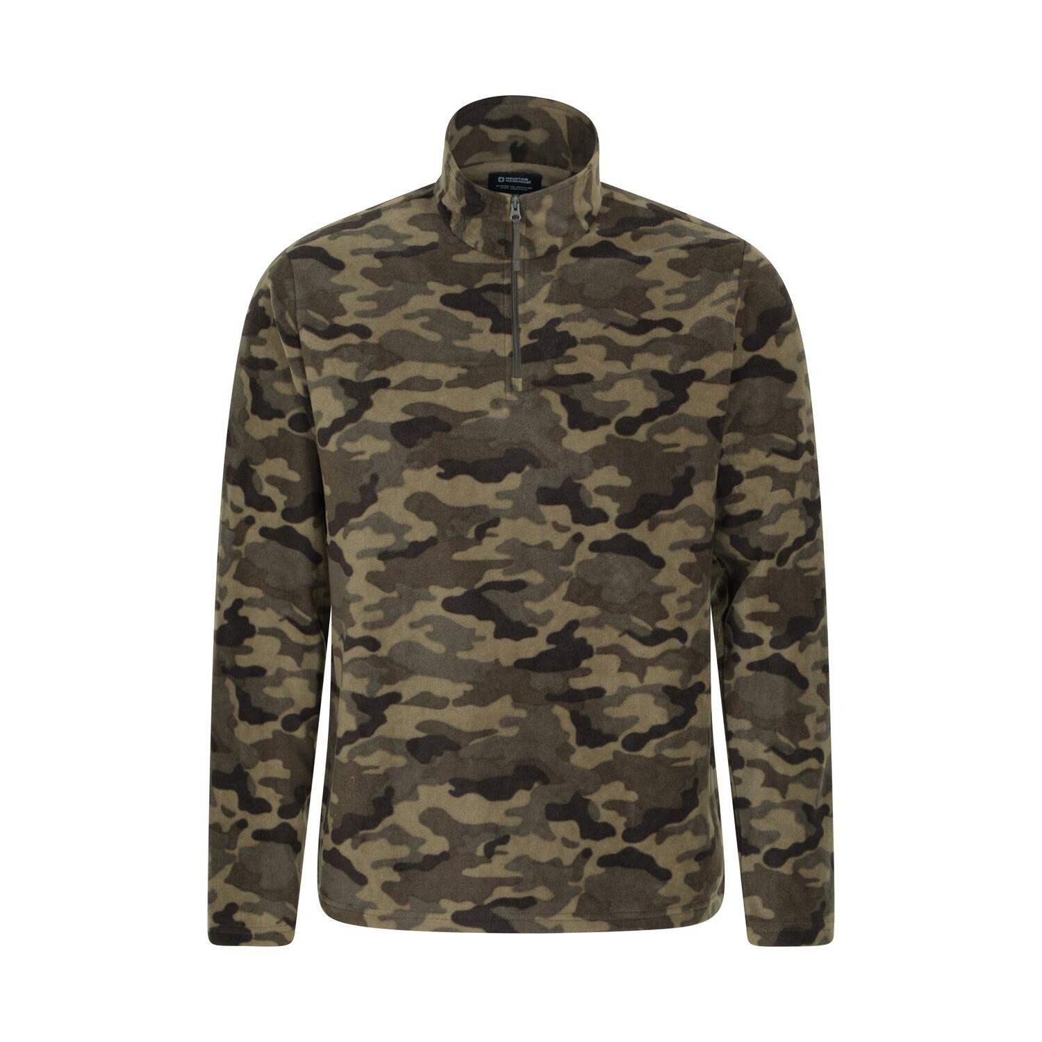 MOUNTAIN WAREHOUSE Mens Camber II Camo Half Zip Fleece Top (Green)