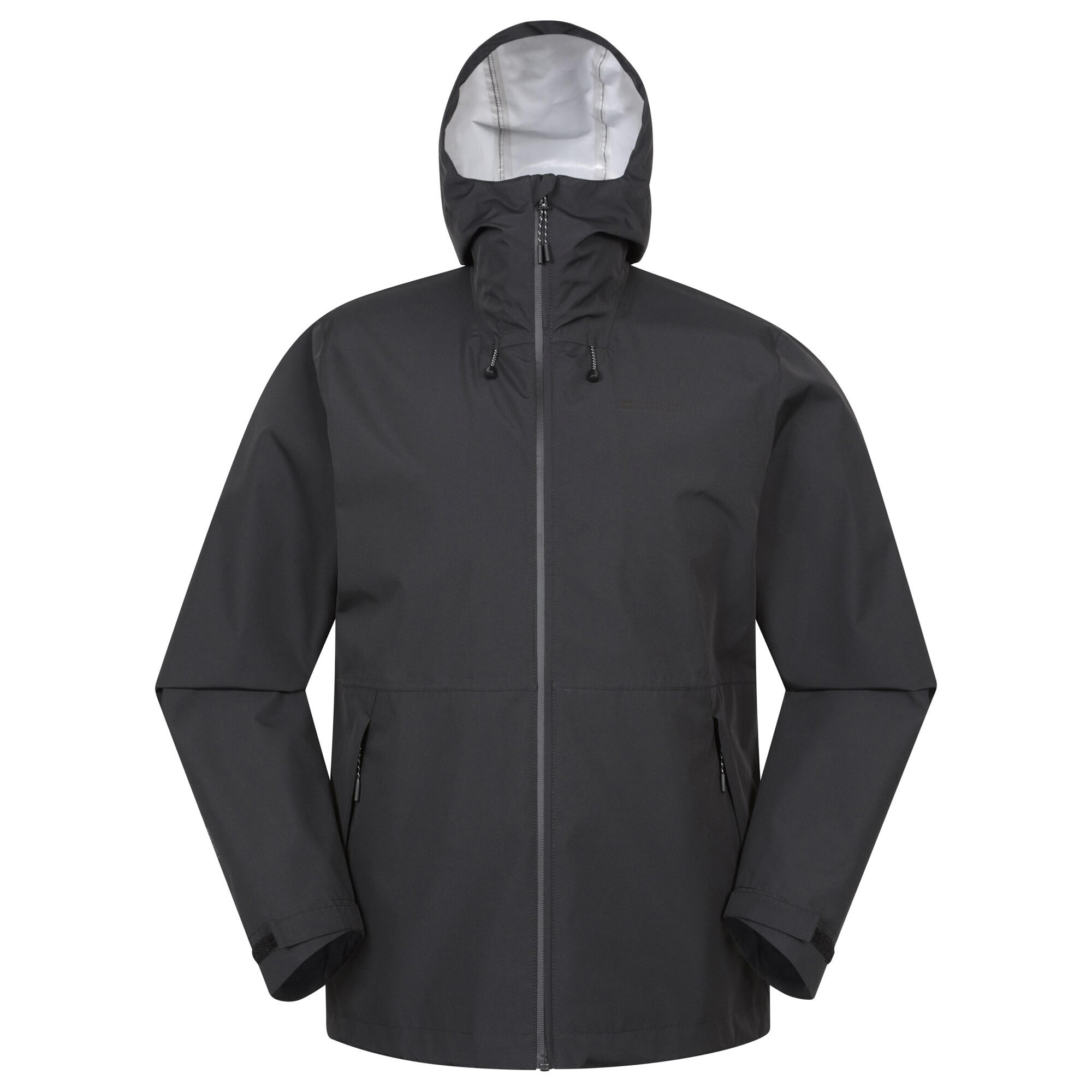 MOUNTAIN WAREHOUSE Mens Hill Packable Waterproof Jacket (Black)