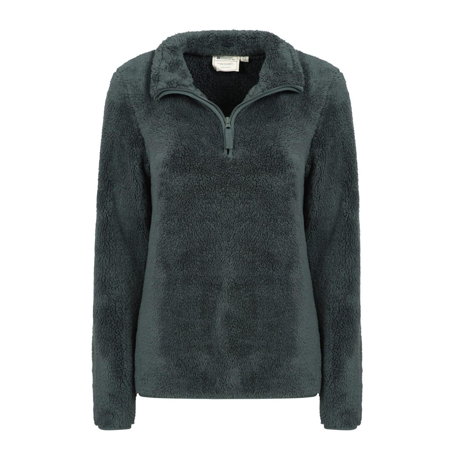 Felpa In Pile Cerniera Ad Un Quarto Donna Mountain Warehouse Verde 4/4