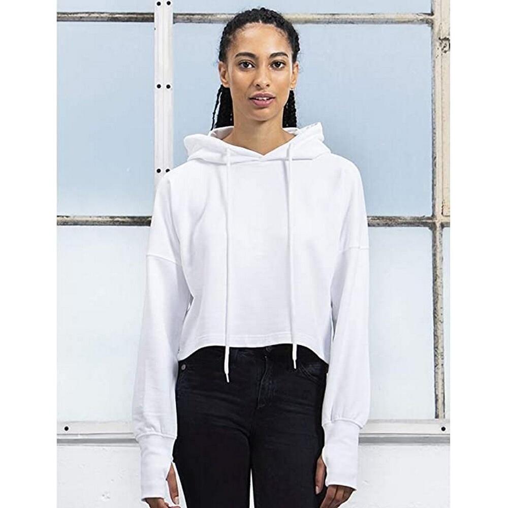 Womens/Ladies Cropped Crop Top (White) 2/2
