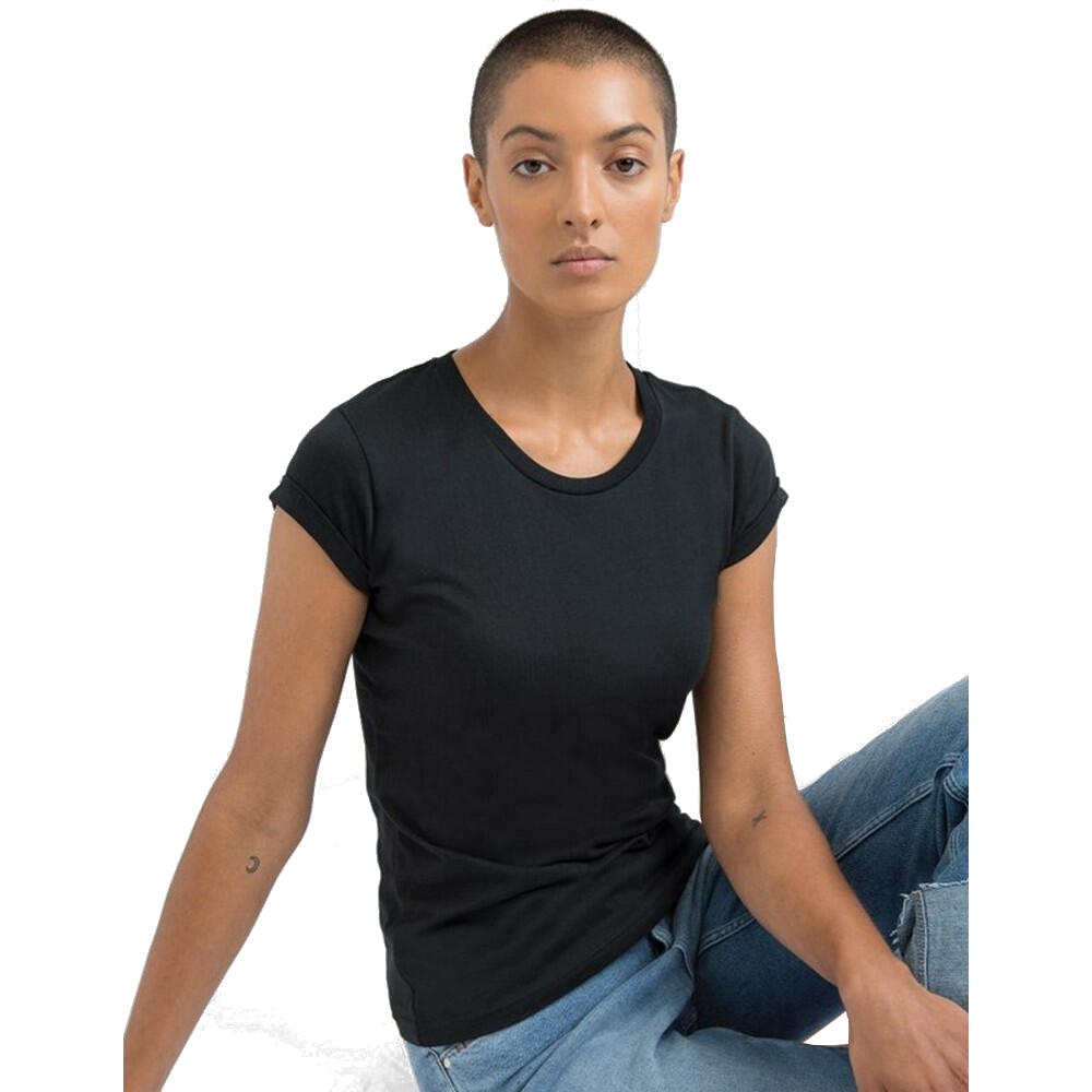TShirt Rollärmel Damen Schwarz 2/2