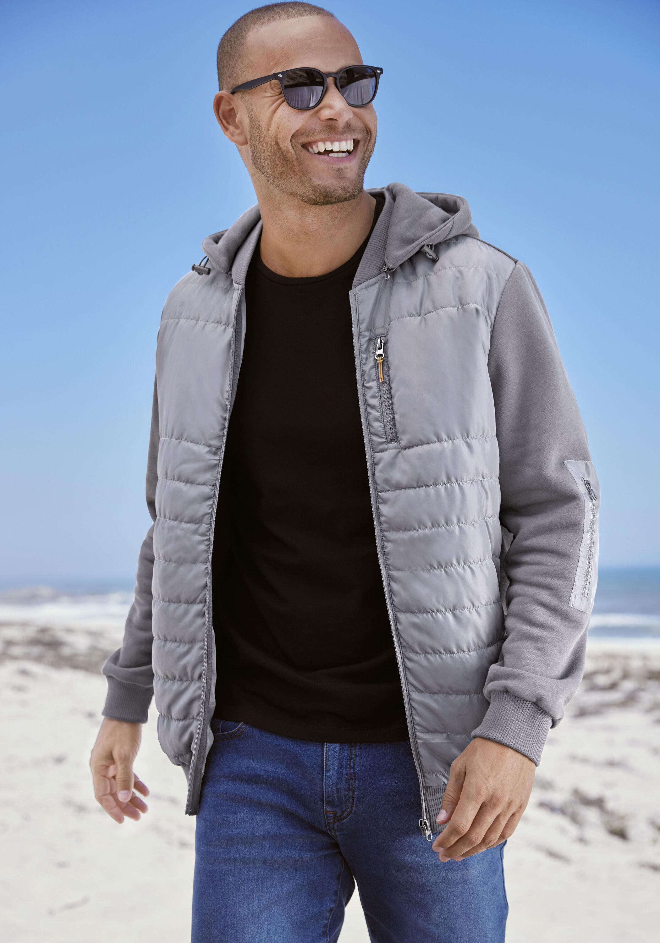 Herren Kapuzenfleecejacke 6/7