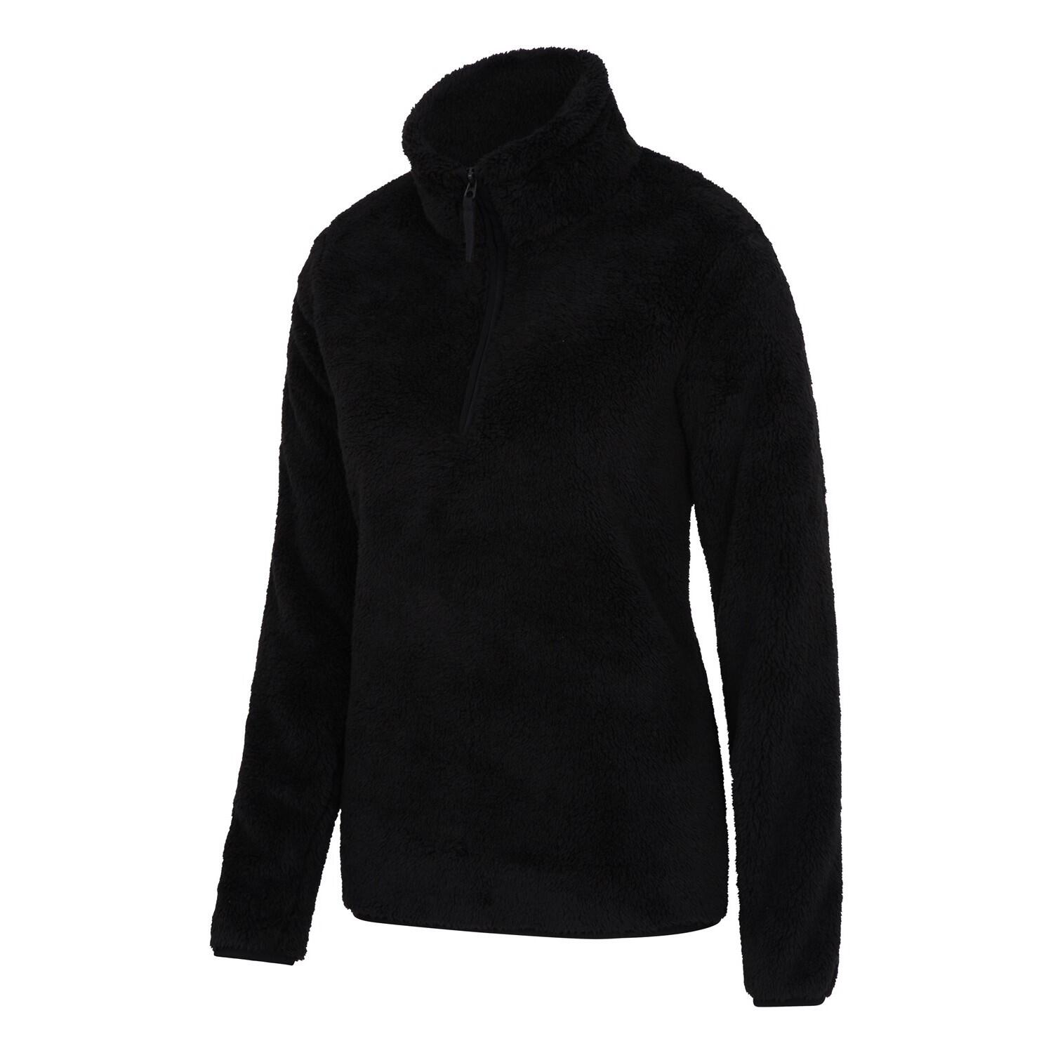 Womens/Ladies Teddy Fleece Quarter Zip Fleece Top (Black) 3/4