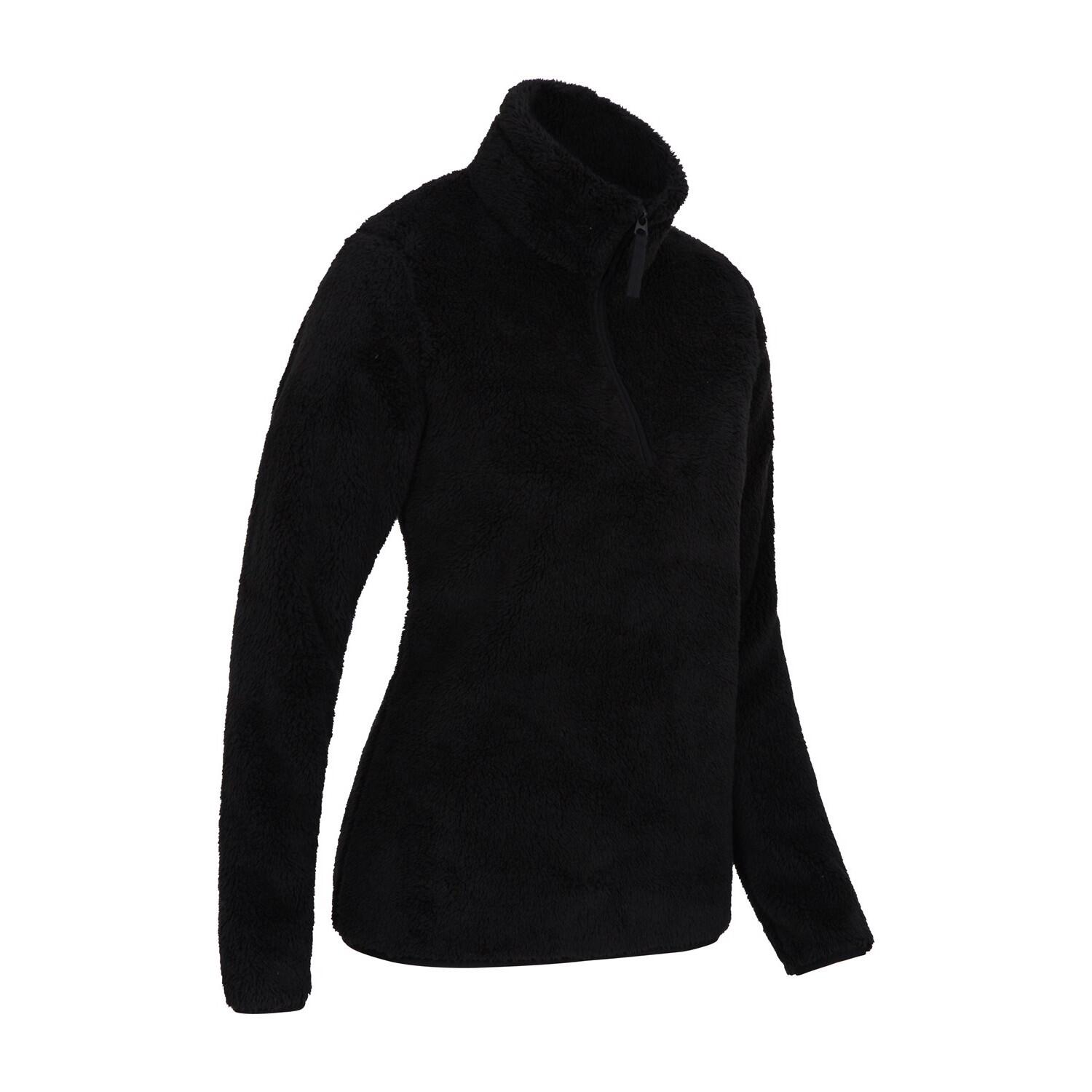 Womens/Ladies Teddy Fleece Quarter Zip Fleece Top (Black) 2/4