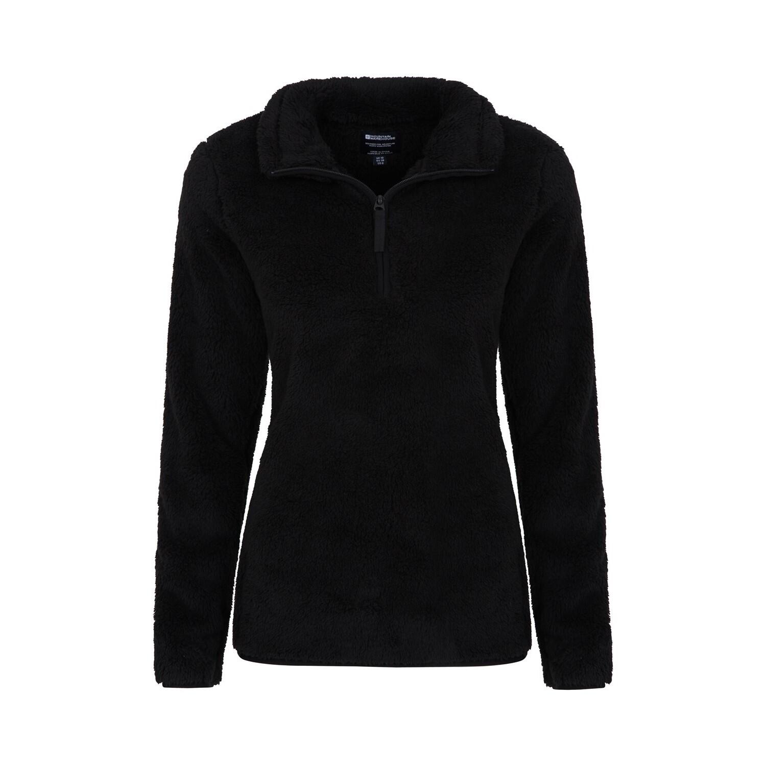 Womens/Ladies Teddy Fleece Quarter Zip Fleece Top (Black) 4/4