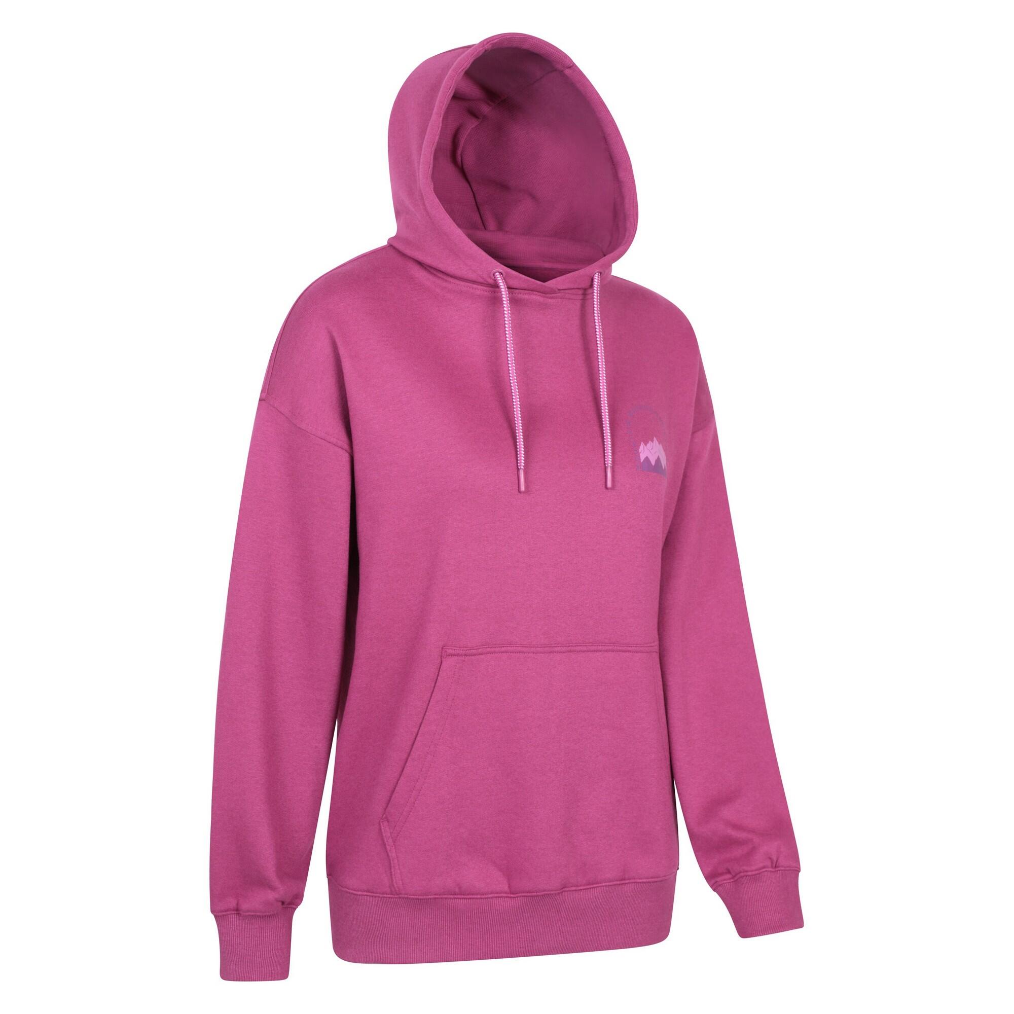 Womens/Ladies Mountain Scene Hoodie (Berry) 3/4