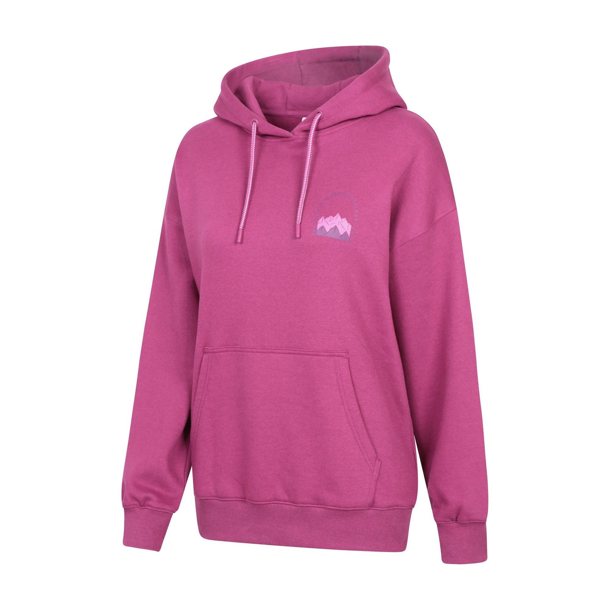 Womens/Ladies Mountain Scene Hoodie (Berry) 4/4