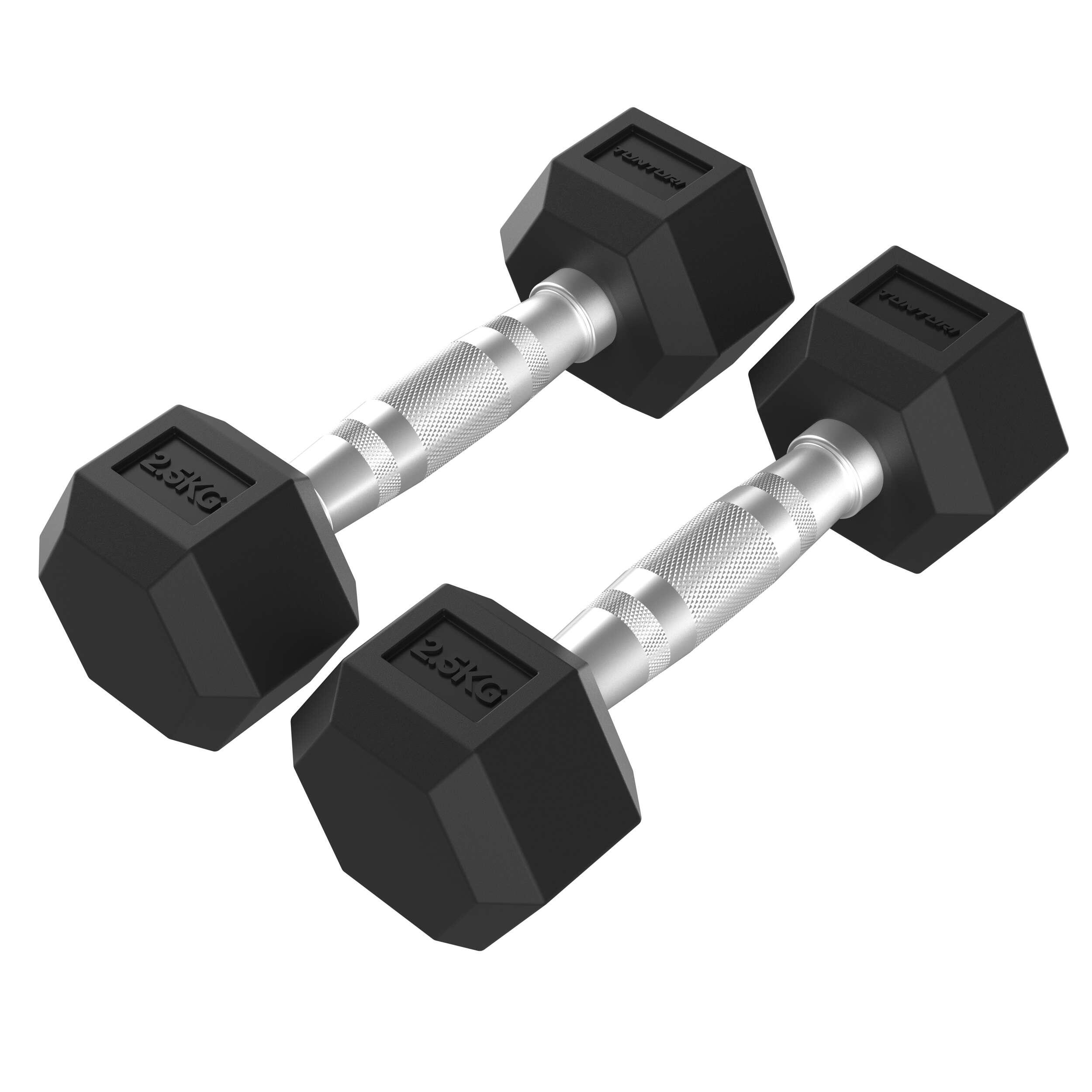 Tunturi Platinum Hexa Rubber Dumbbell Sets - (8 sets - 2,5 t/m 20 kg) - Zwart 2/6