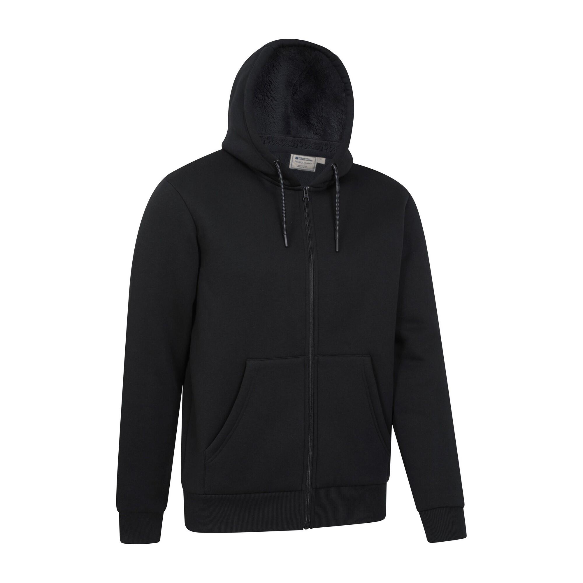 Mens Dalton Borg Lined Full Zip Hoodie (Black) 3/4