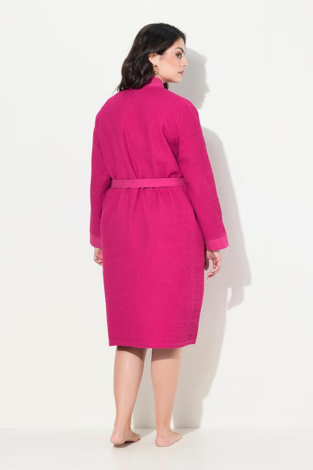 Damskie Szlafrok kołnierz szalowy pasek pika waflowa długi rękaw