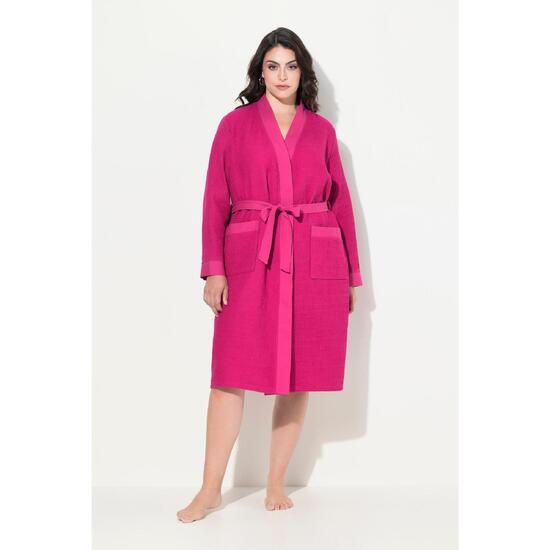 Damskie Szlafrok kołnierz szalowy pasek pika waflowa długi rękaw