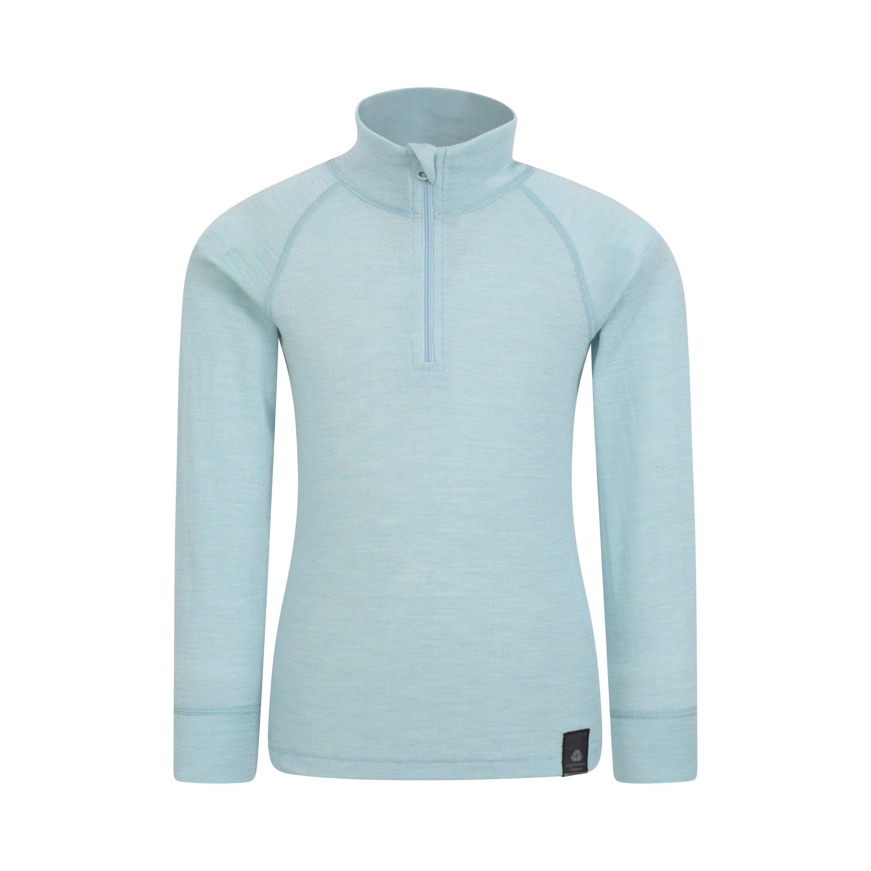 MOUNTAIN WAREHOUSE Childrens/Kids Merino Blend Half Zip Base Layer Top (Pale Blue)