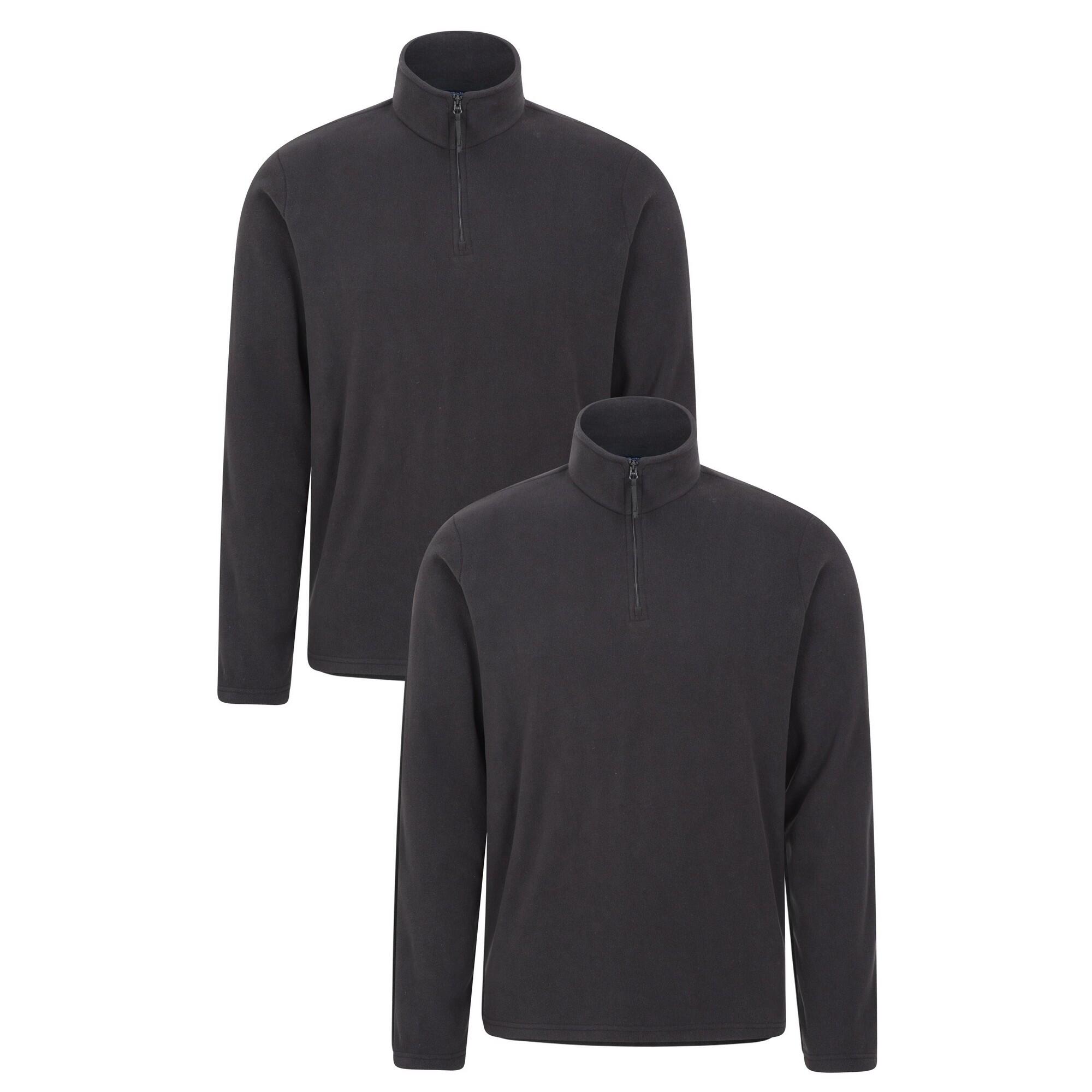 MOUNTAIN WAREHOUSE Mens Camber II Fleece Top (Pack of 2) (Black)