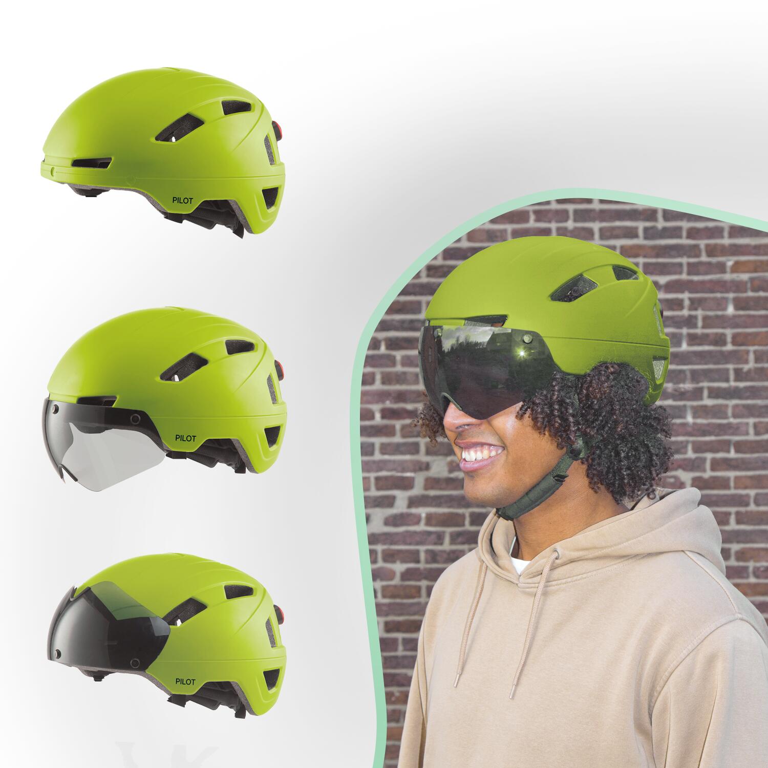 Casque vélo GO-OFF PILOT avec visiere NTA certif. (Jaune XL) 4/7