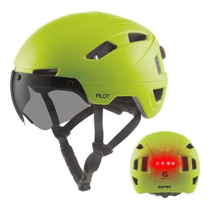 Casque vélo GO-OFF PILOT avec visière certifiée NTA – Jaune , L