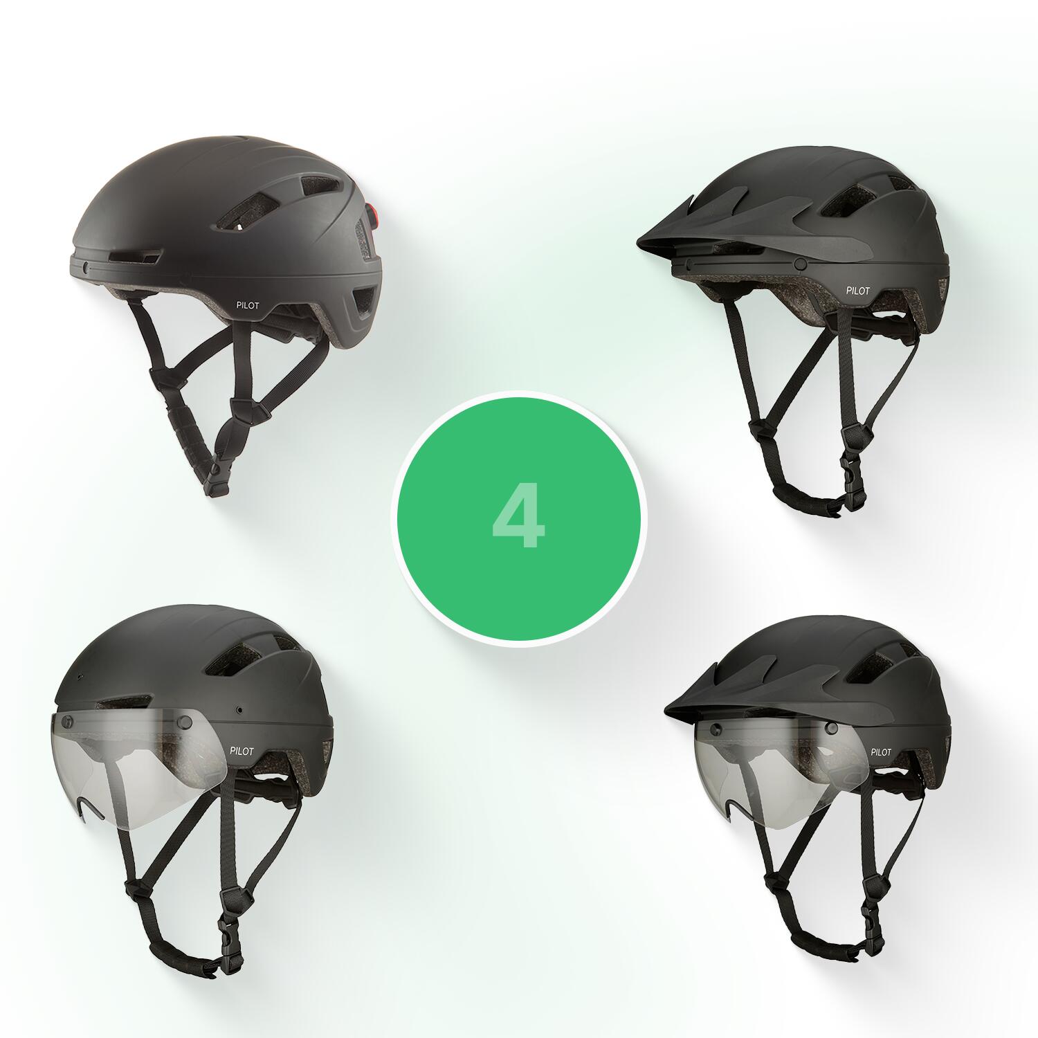 Casque vélo GO-OFF PILOT 4-en-1 avec couvre-pluie (noir S) 2/7