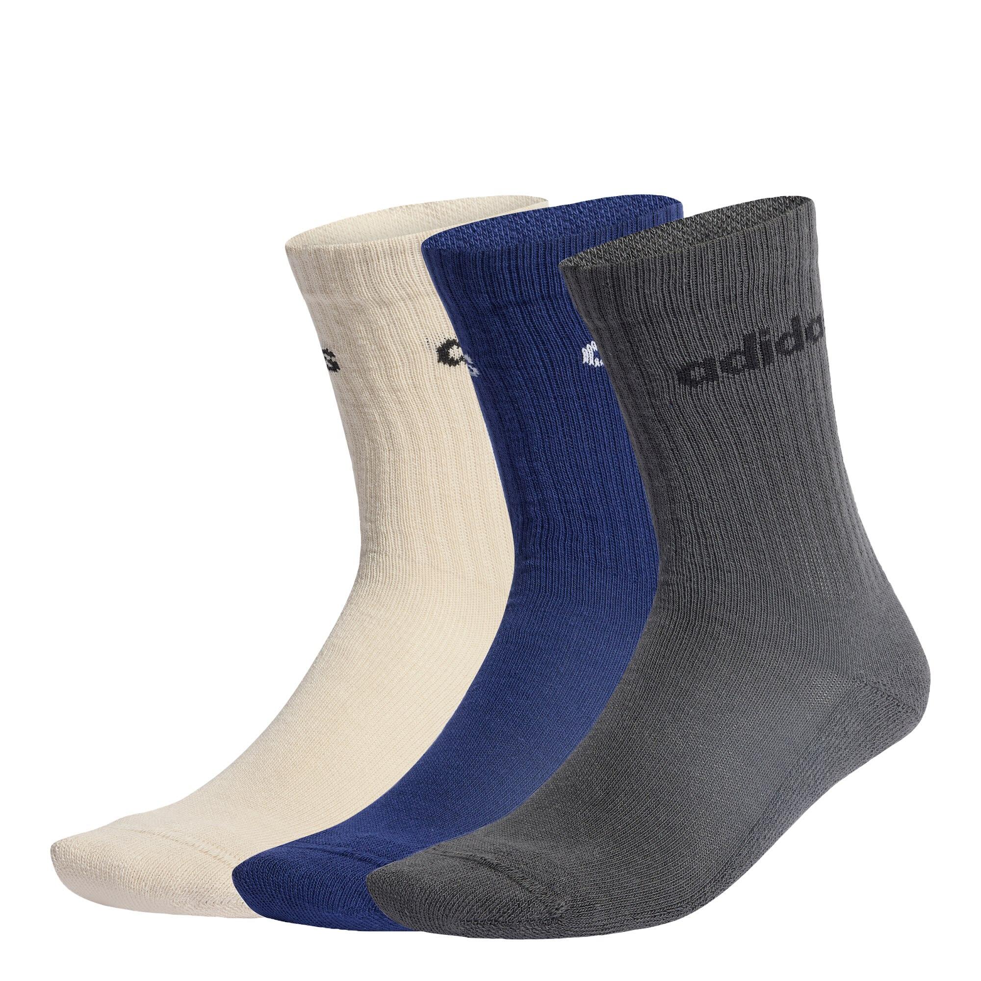 Adidas - Chaussettes Rembourrées Hauteur Mollet Logo Linéaire (6 Paires) - Chaussettes - Beige|bleu|gris - 35/38 - Decathlon