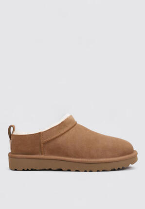 UGG Classic Micro — Botines planos mujer en cuero, color Cuero