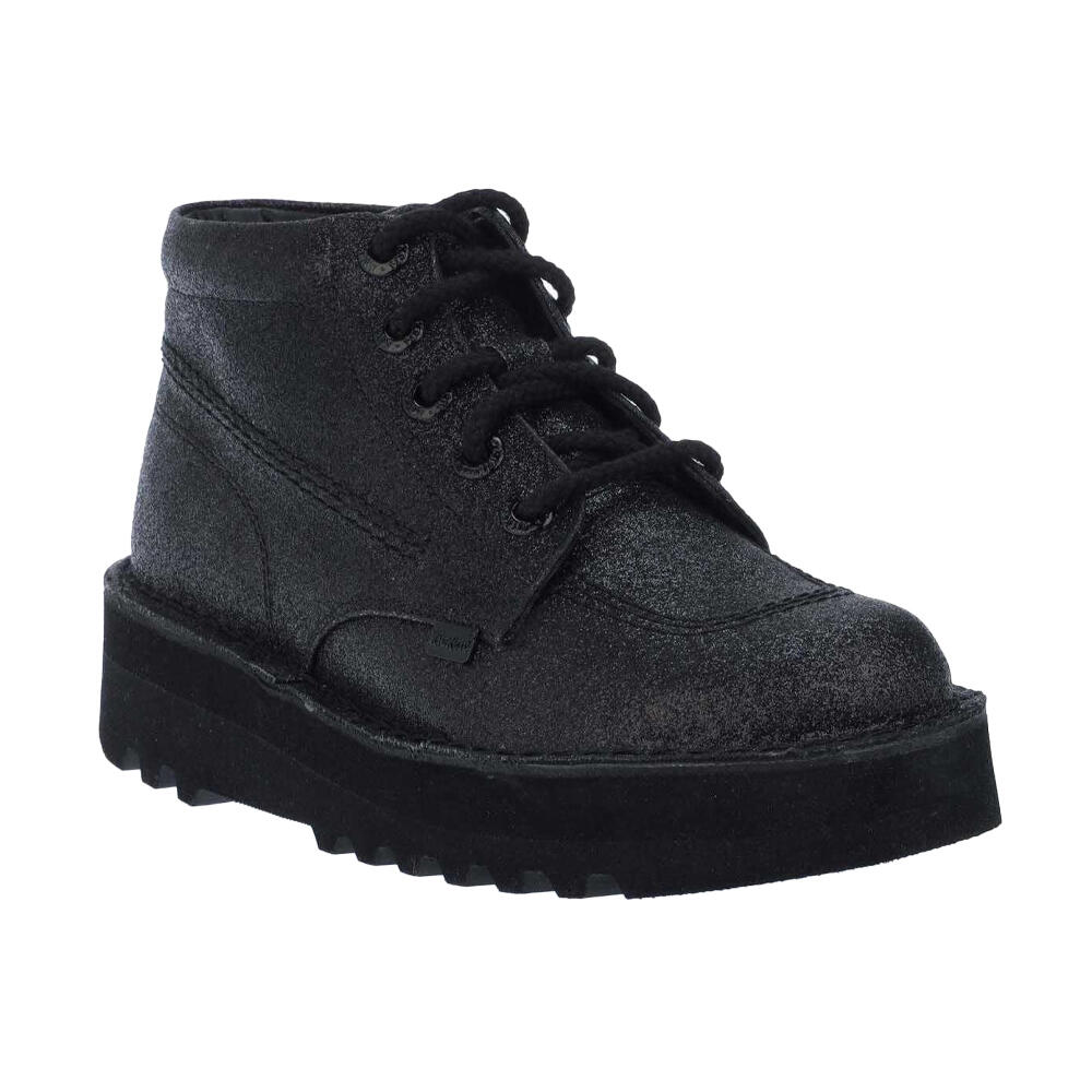 Kickers Womens/Ladies Kick Hi Glitter Leather Stack Heel Boots