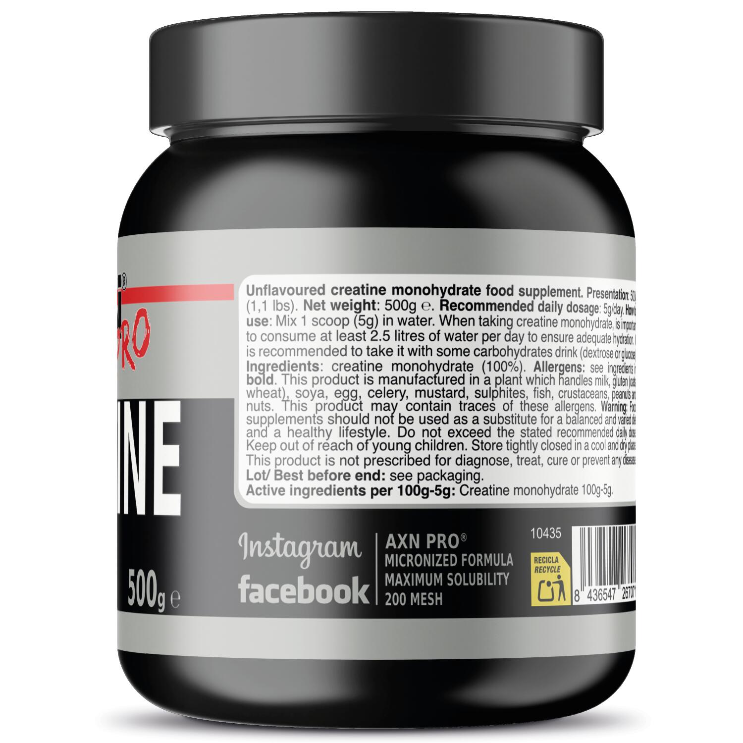 AXN PRO - CREATINA MONOHIDRATO 500g - Sin Sabor - (Micronizada-200mesh) 2/3