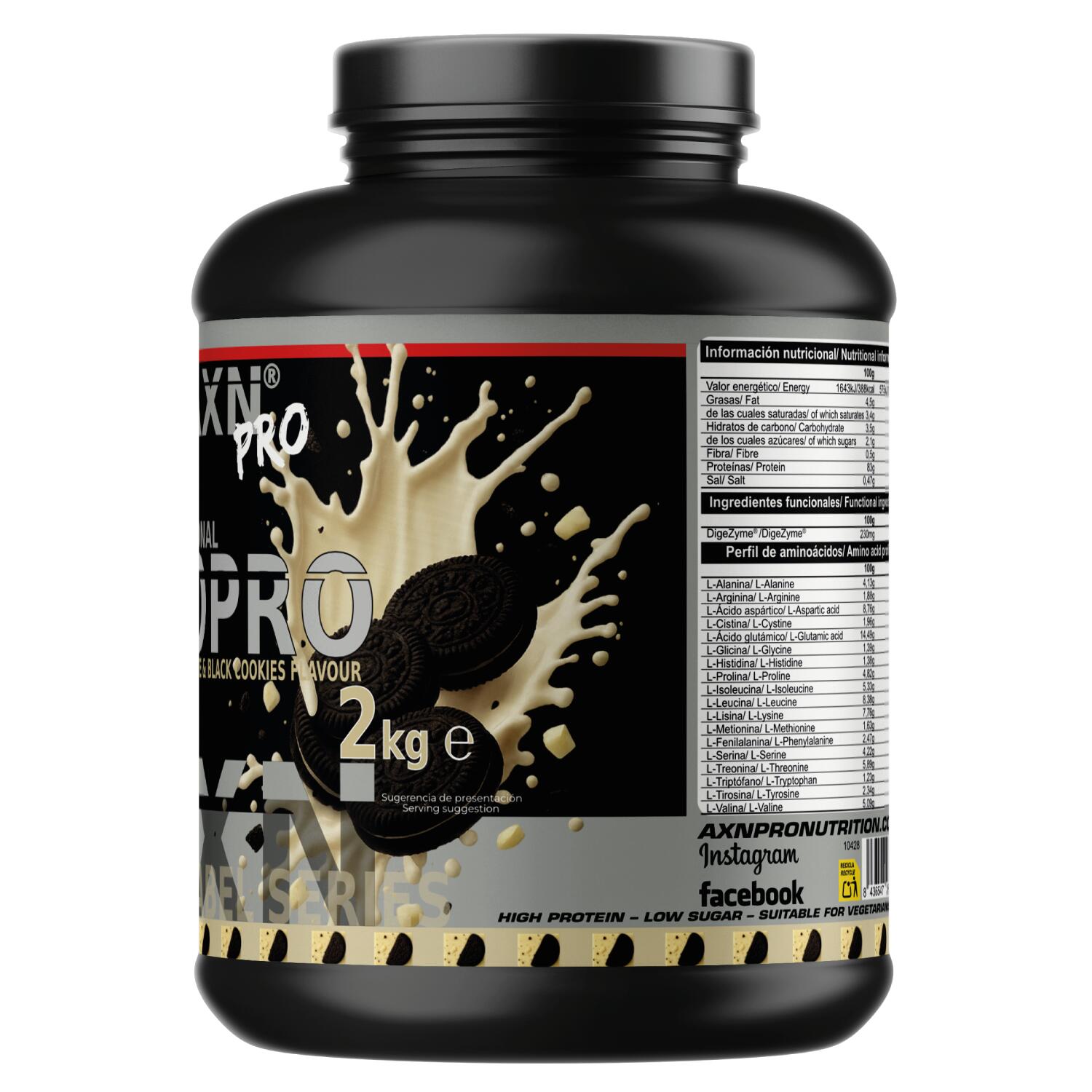 AXN PRO - ISOPRO (con DigeZyme®) -2kg – White Chocolate & Black Cookies 2/3