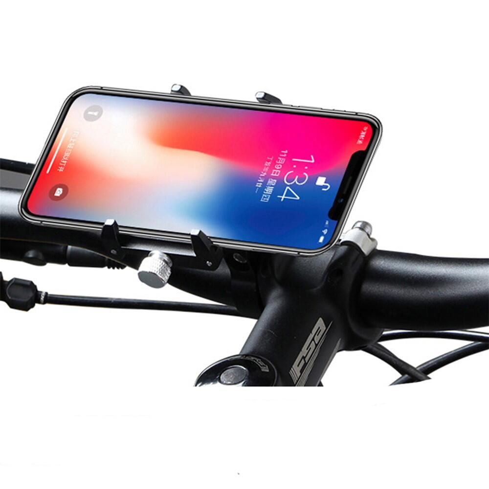 Aluminium Fahrradlenker-Telefonhalter, 50-100 mm Klemme universell, schwarz 2/7