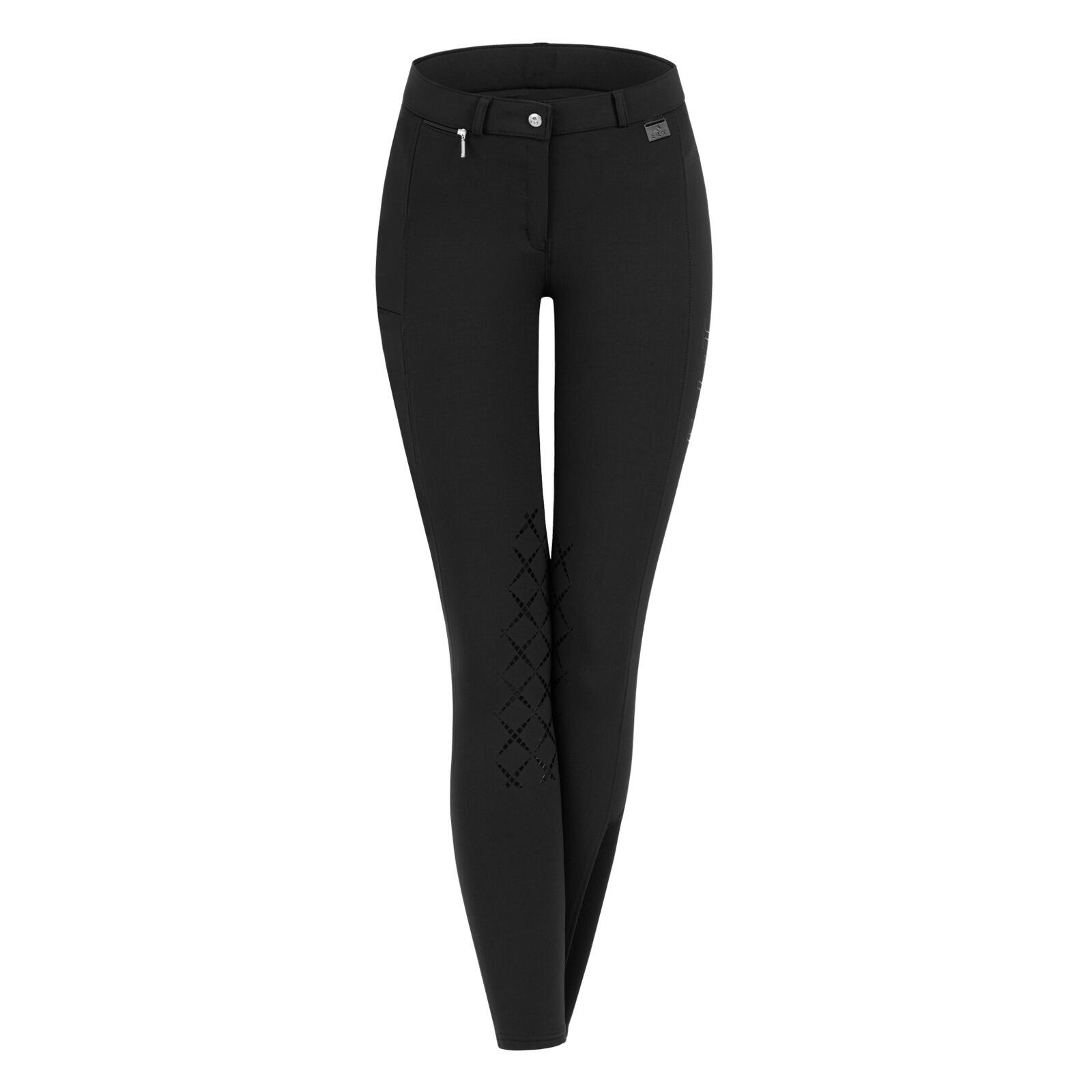 Elt - Pantalon Équitation Mid Grip Femme Elt Micro Knie - Pantalon D'Équitation - Noir - Decathlon