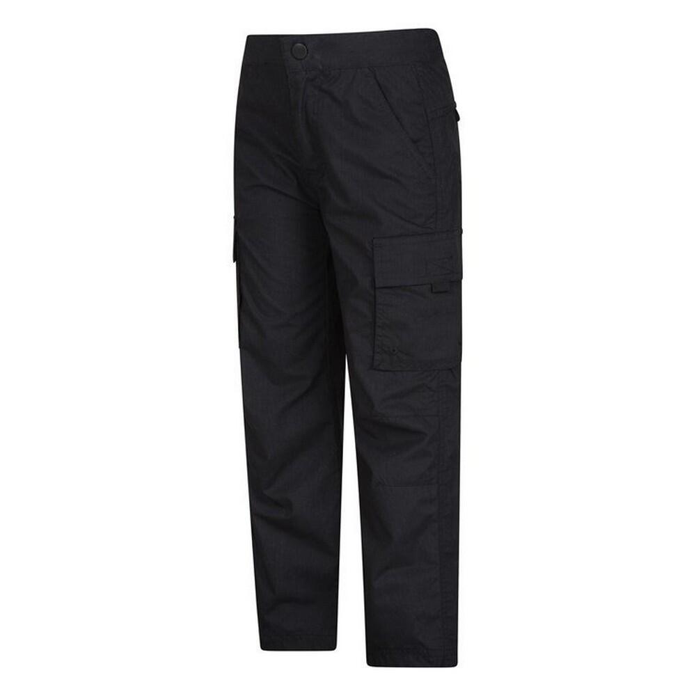 Childrens/Kids Lightweight Cargo Trousers (Black) 3/4