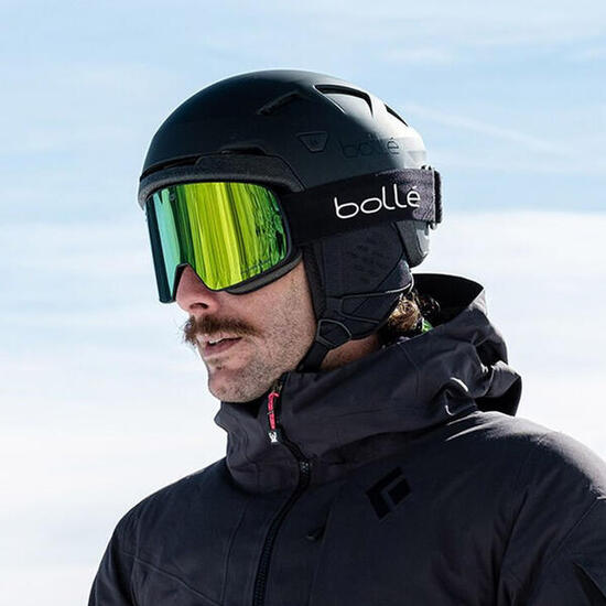 BOLLE Masque de ski NEVADA - couleur BLACK CORP MATTE / ecran PHANTOM Green