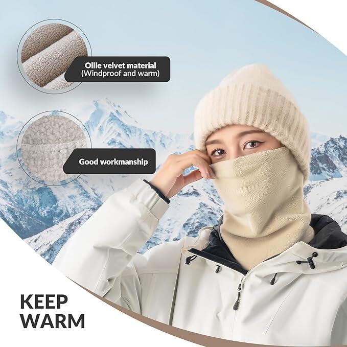 Calentador de cuello reversible de forro polar de invierno marrón de Qunature 2/7