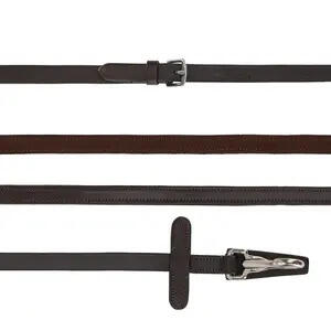 One-sided non-slip leather reins for horse with clip QHP