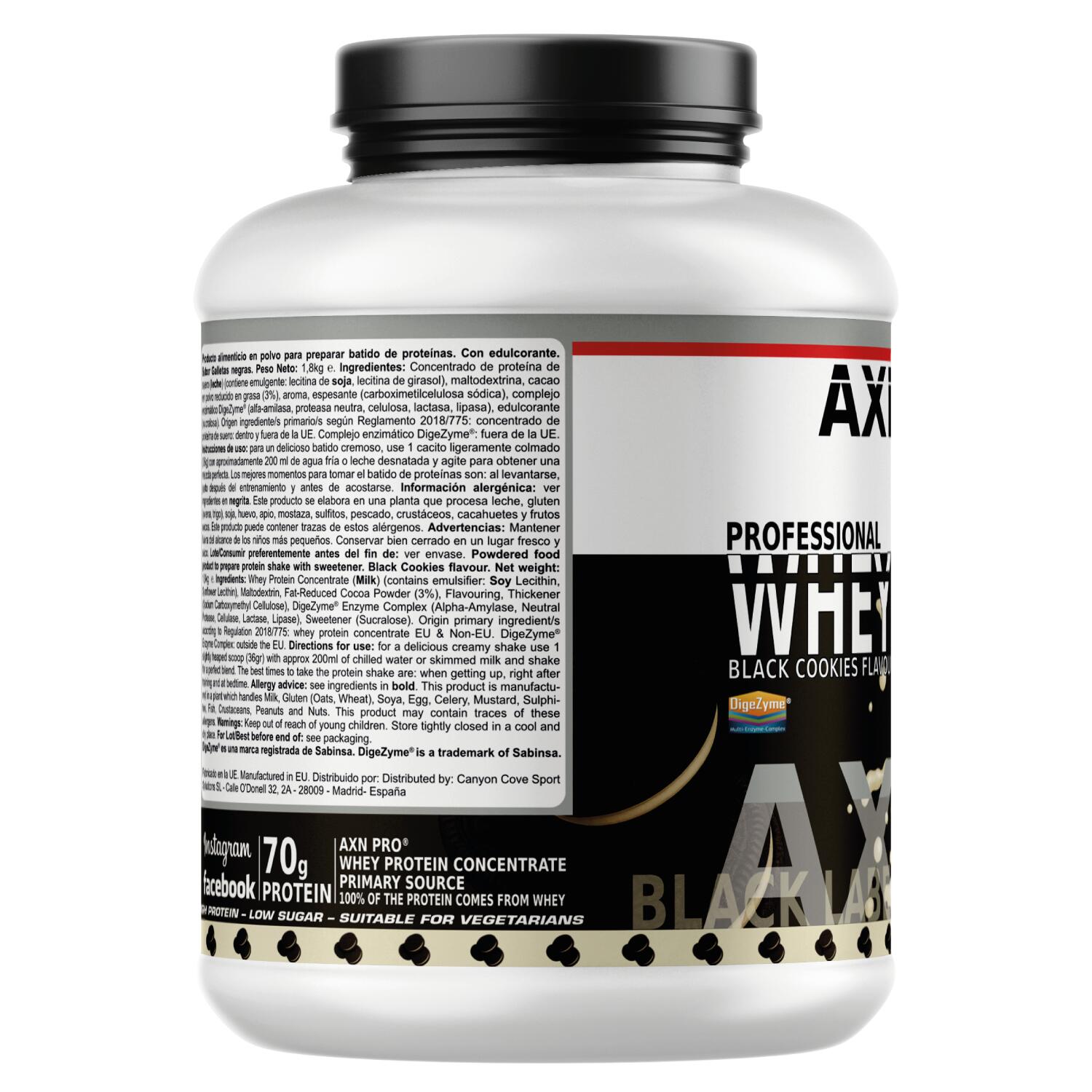 AXN PRO - WHEYPRO (con DigeZyme®) – 1,8kg sabor Black Cookies 3/3