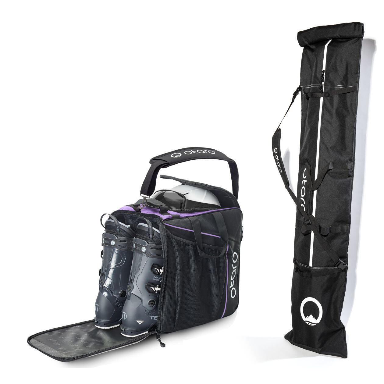 Otaro - Housse Ski Pour 1 Paire + Sac Chaussure Ski  (classic Set | 44 L & 76 L) - Sac À Chaussures - Blanc|noir|violet - Decathlon