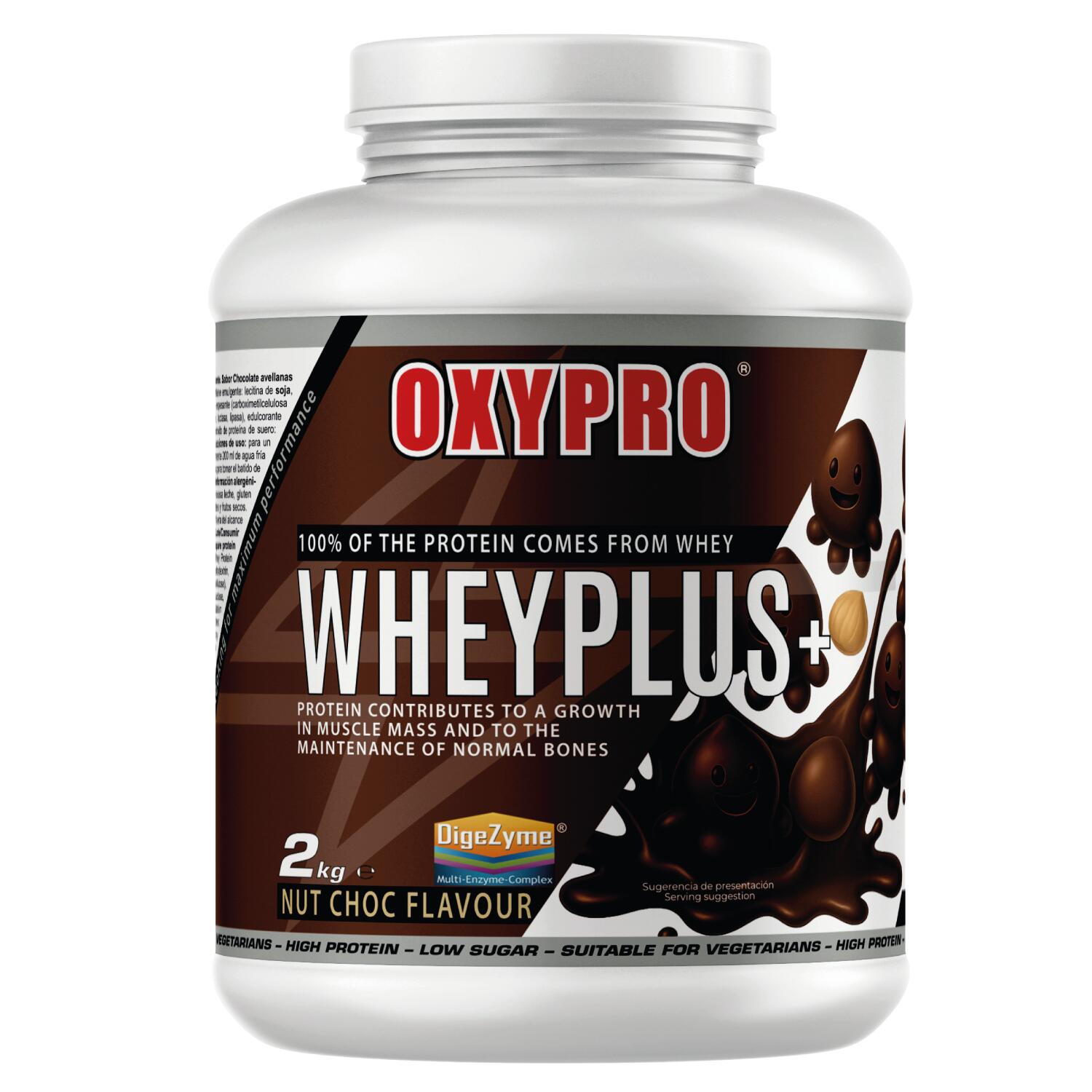 OXYPRO - WHEYPLUS+ (con DigeZyme®) -2kg – Chocolate con Avellanas 1/3