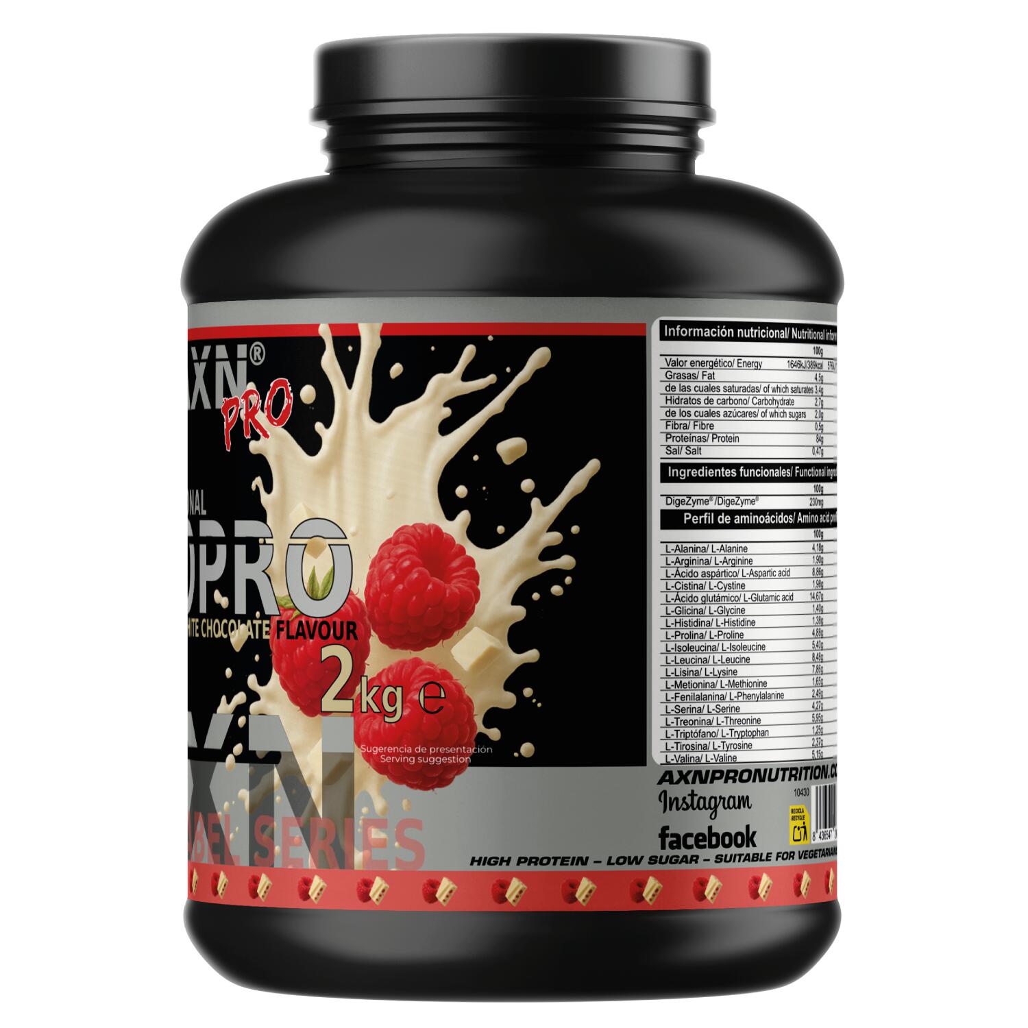 AXN PRO - ISOPRO (con DigeZyme®) -2kg – Raspberry & White Chocolate 2/3