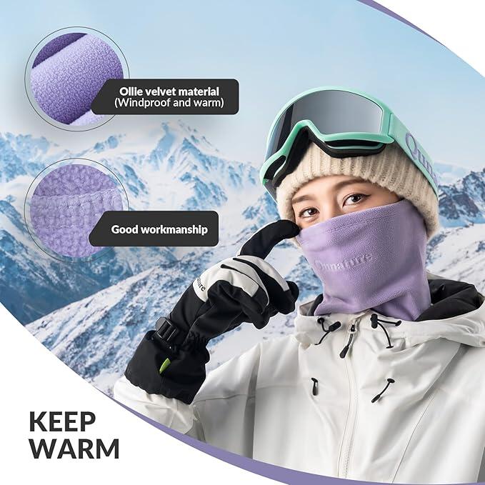 Cache-Cou Polaire Qunature Réversible Hiver Violet 2/7