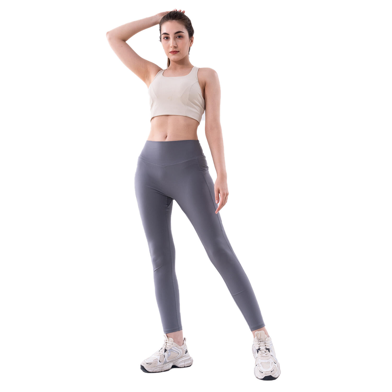 Citysports - Leggings De Yoga Pour Femmes, Pantalon De Yoga Ajusté À Taille Haute, Gris. M - Pantalons - Gris - Decathlon