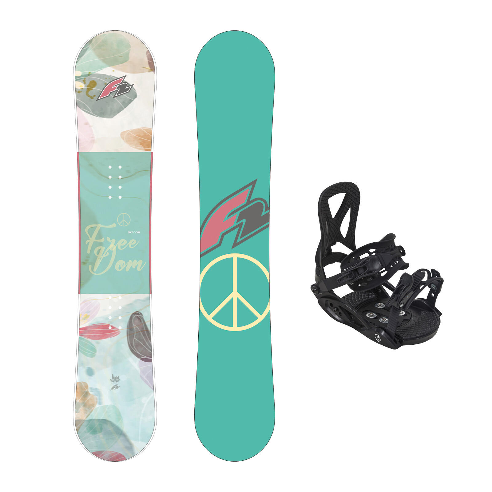 F2 Set Snowboard Junior Freedom Girl Mint 130cm + Pipe Bindung M 1/4