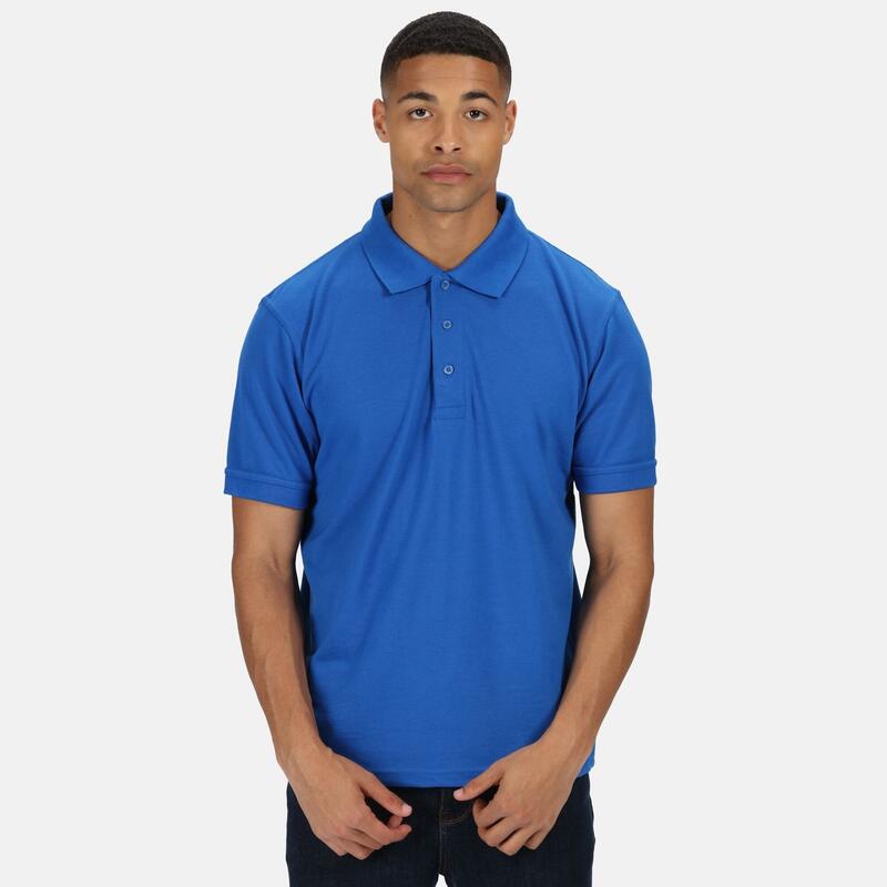 Homem Profissional Clássico 65/35 Camisa Polo de manga curta Azul Oxford