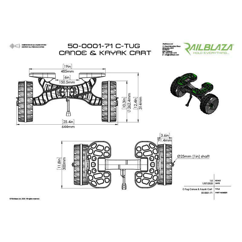 Chariot Kayak C-TUG Sandtrakz - Chariot de qualité - Railblaza 4/4