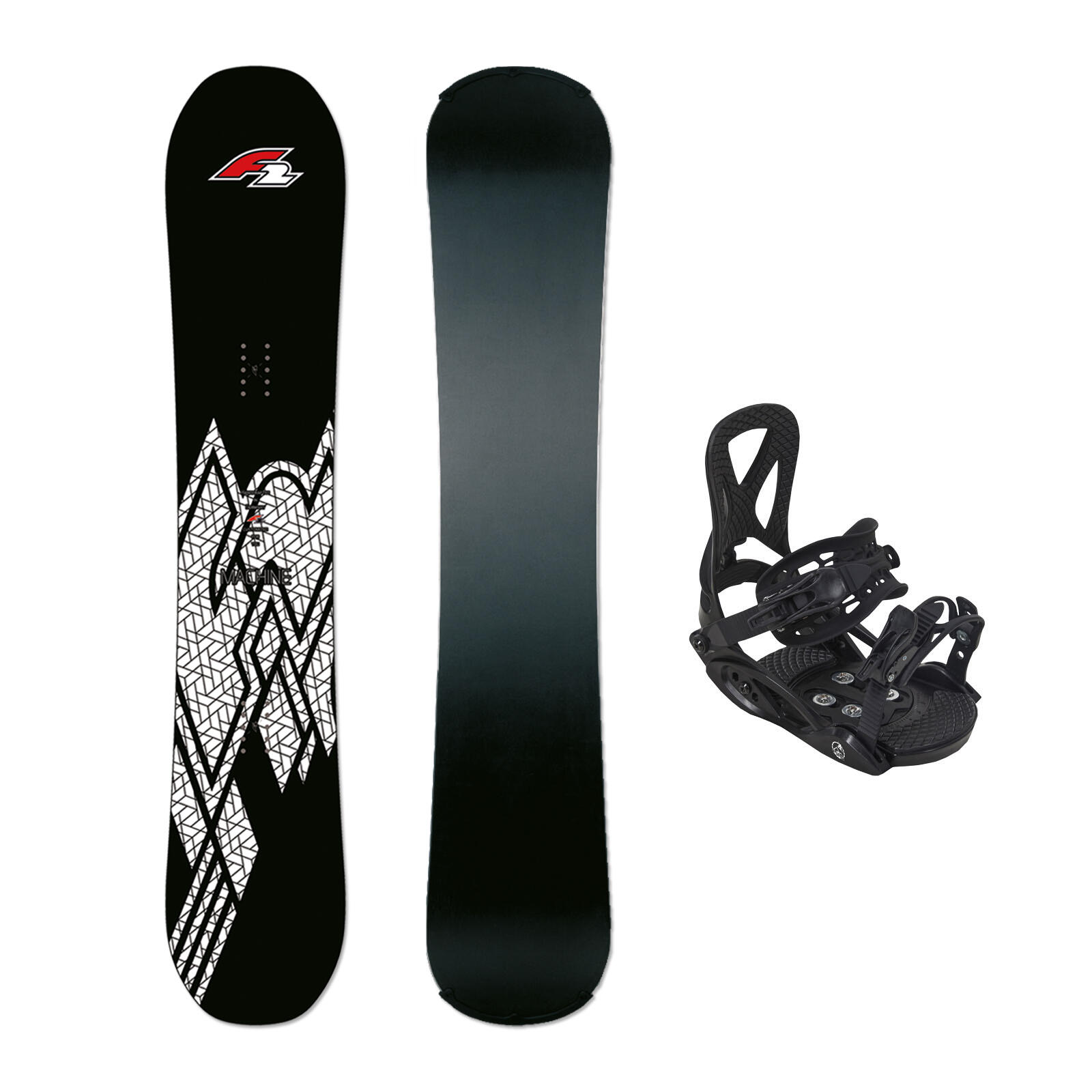 F2 Set Snowboard Junior Rental Schwarz 100cm + Pipe Bindung S 1/4