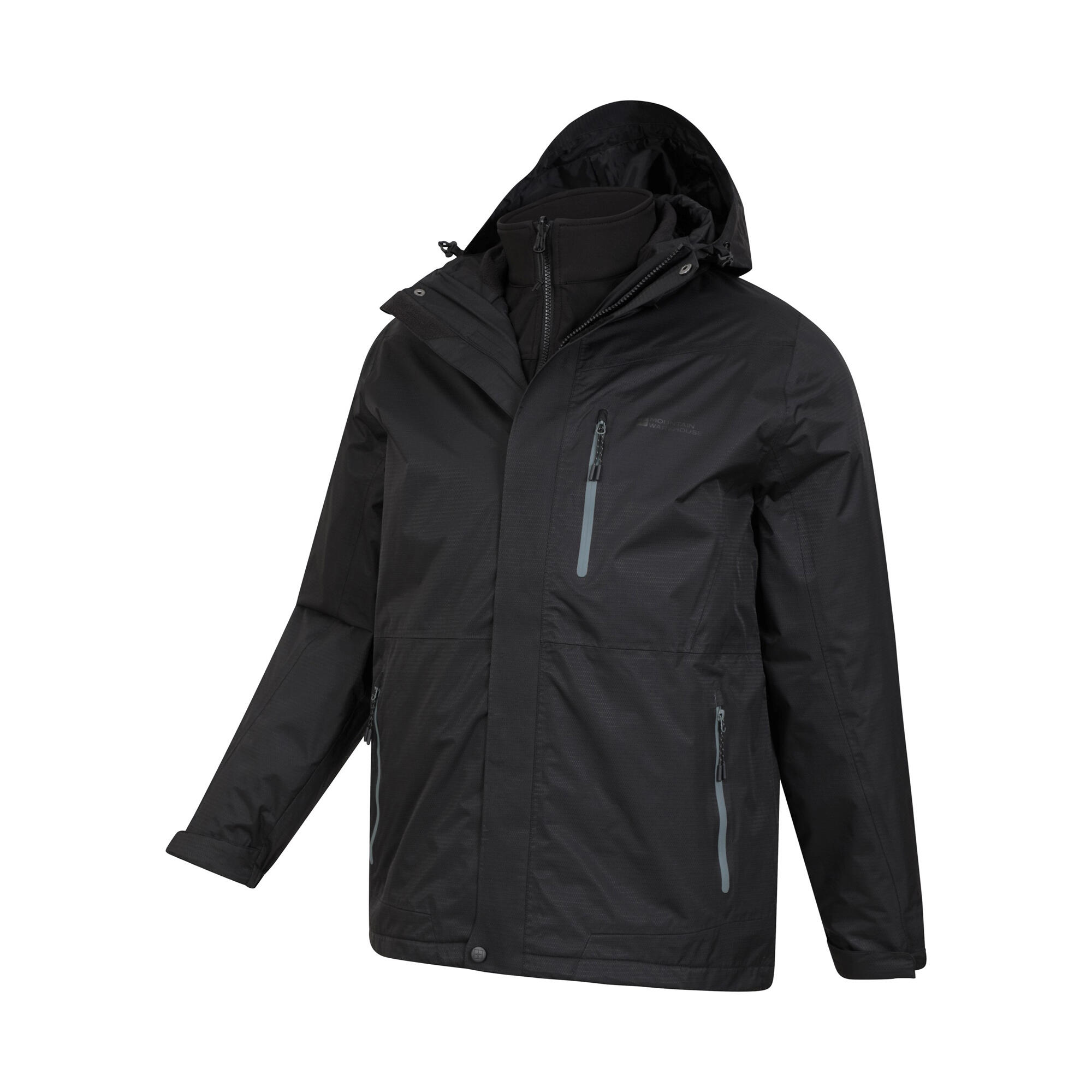 Giacca Impermeabile 3 In 1 Uomo Mountain Warehouse Bracken Extreme Nero 3/4