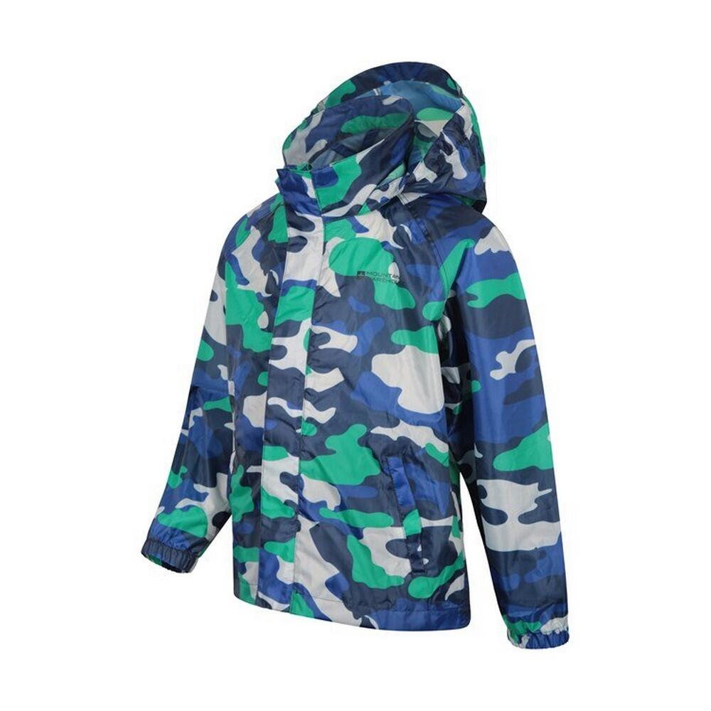 Childrens/Kids Pakka Camo Waterproof Jacket (Blue) 3/4