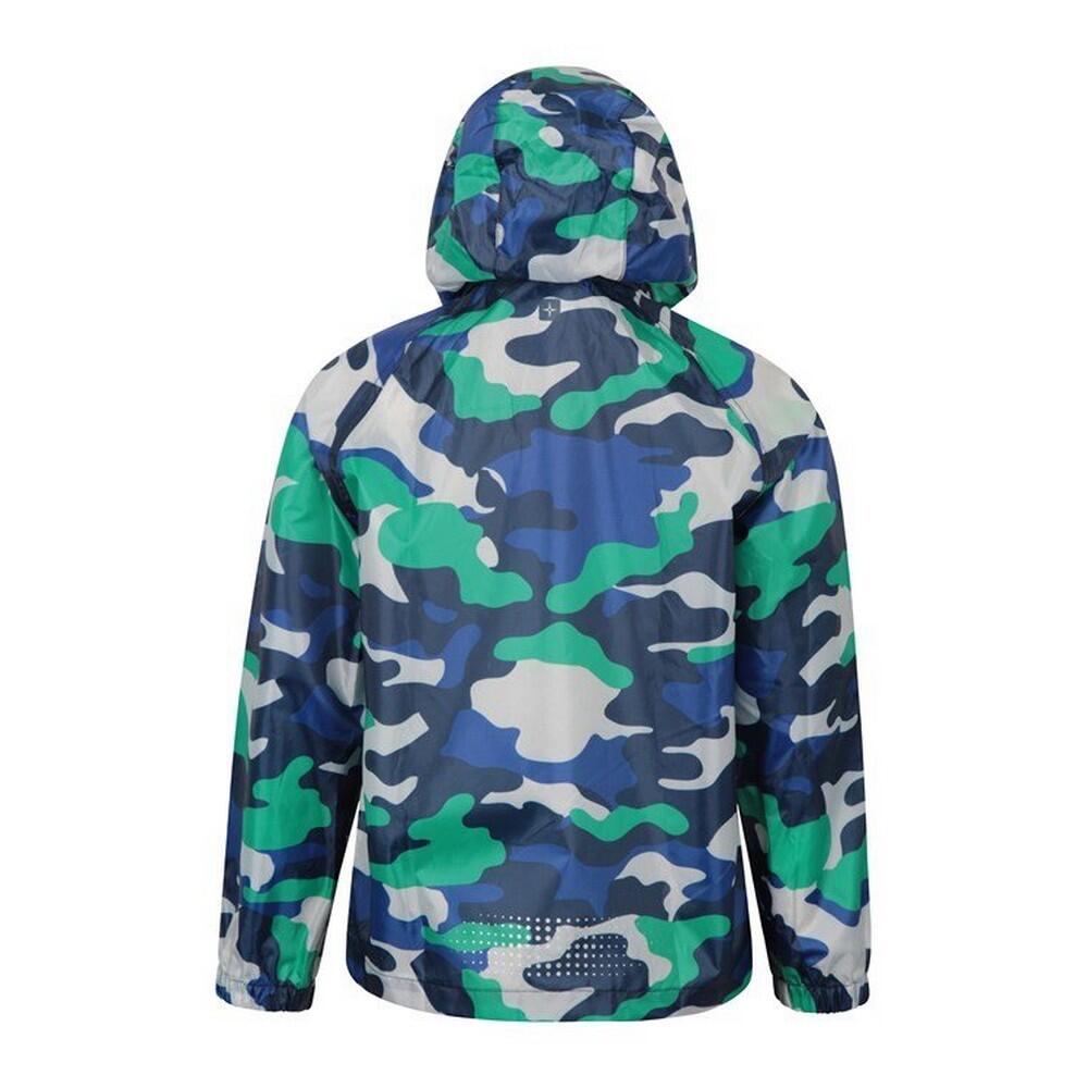 Childrens/Kids Pakka Camo Waterproof Jacket (Blue) 2/4