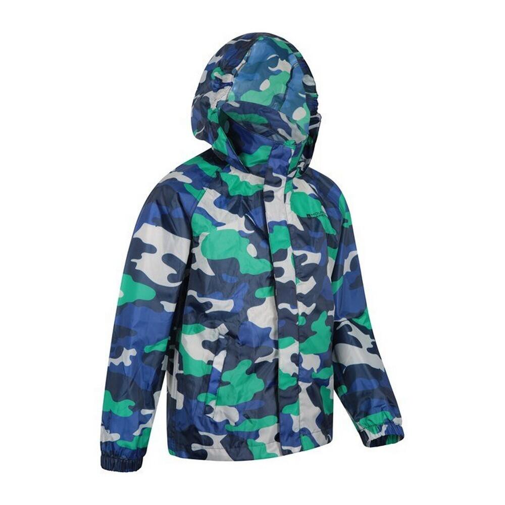 Childrens/Kids Pakka Camo Waterproof Jacket (Blue) 4/4