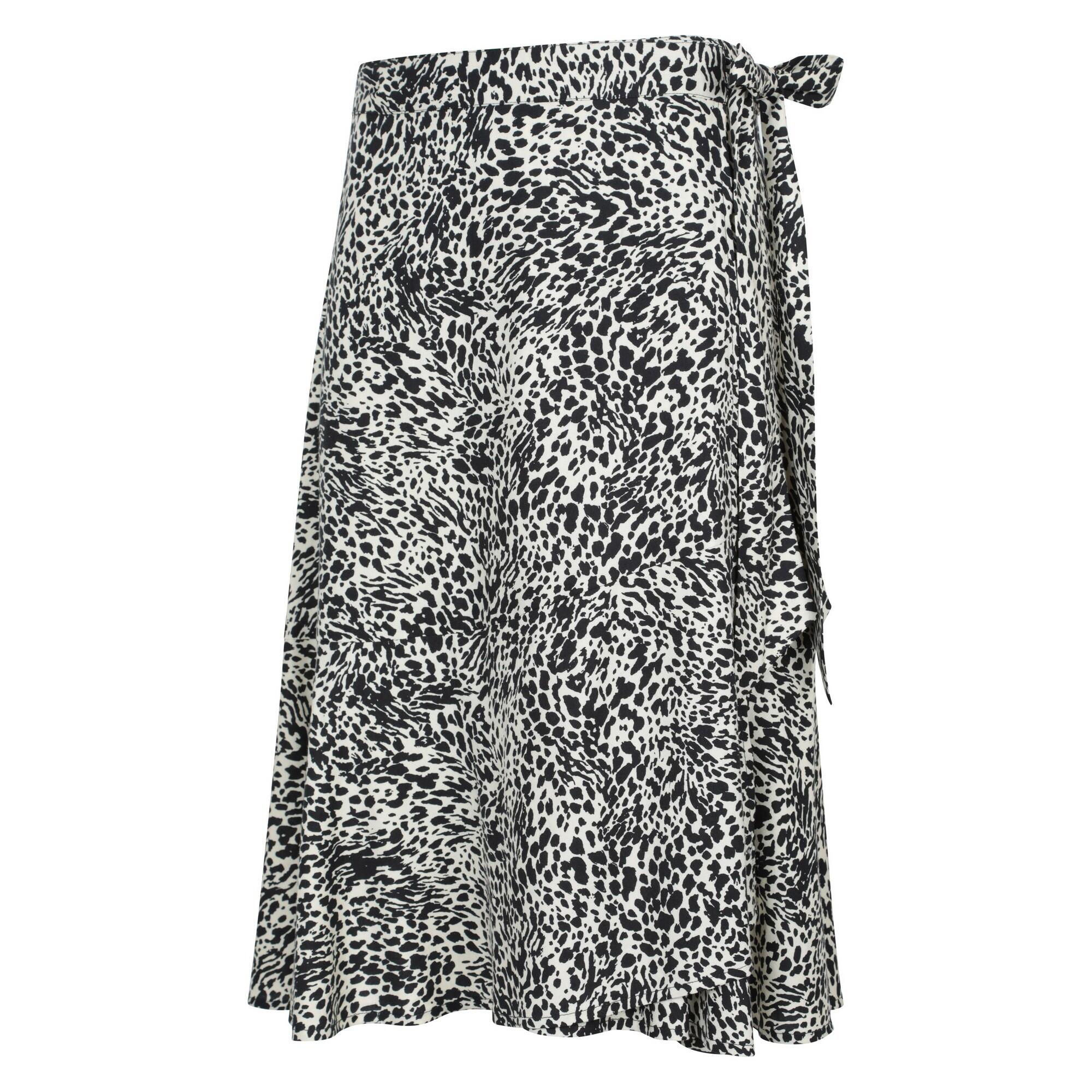 Womens/Ladies Papamoa Animal Print Wrap Skirt (Monochrome) 3/4
